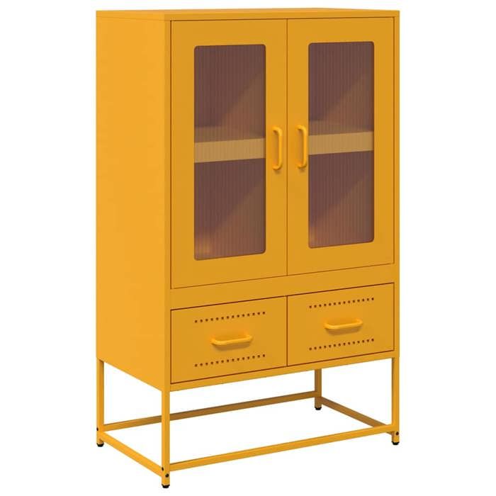 VidaXL Highboard Mustard Yellow 68x39x111.5 Cm Steel, Cabinet, Storage Cabinet, High Buffet, Sideboard, 853365