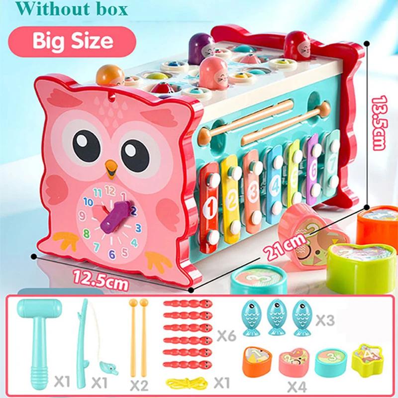 Non-Toxic 8In1 Whack-A-Mole Fishing Game Hammering Toys Montessori Fine Motor Skill Toddler Activities Baby Early Learning Educational Toy