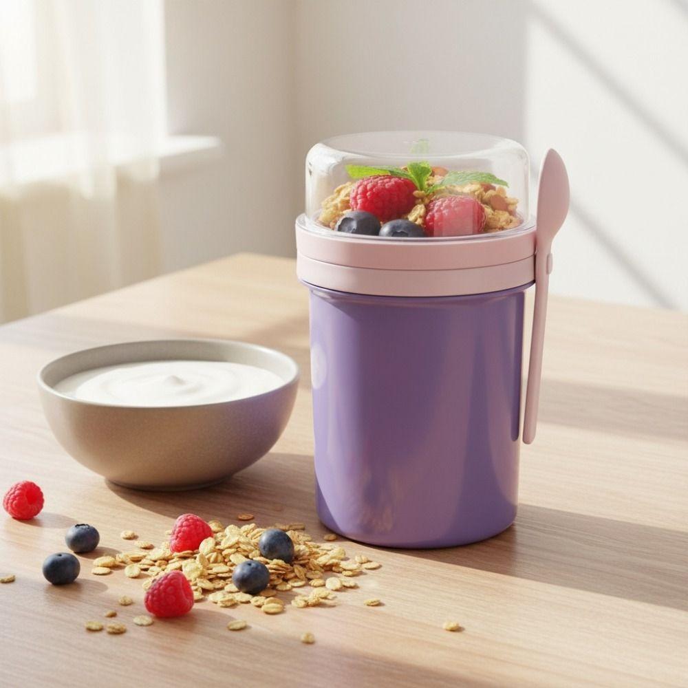 With Spoon Breakfast Cup Dressing Holder Yogurt Container Portable Oatmeal Cup School