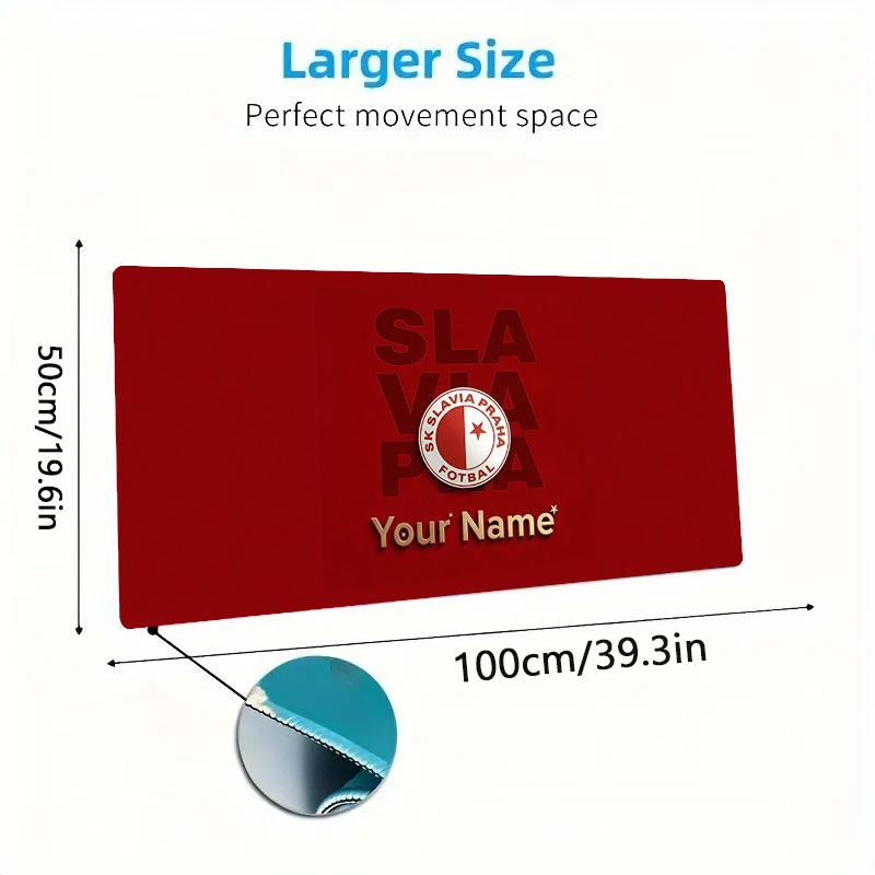 Sk Prague Slavia Custom Name Large Size Mouse Pad Large Gaming Table Cushion Non-slip Laptop Tablet Big Mousepad XXL Mat Mini PC Playmat With Lock edg