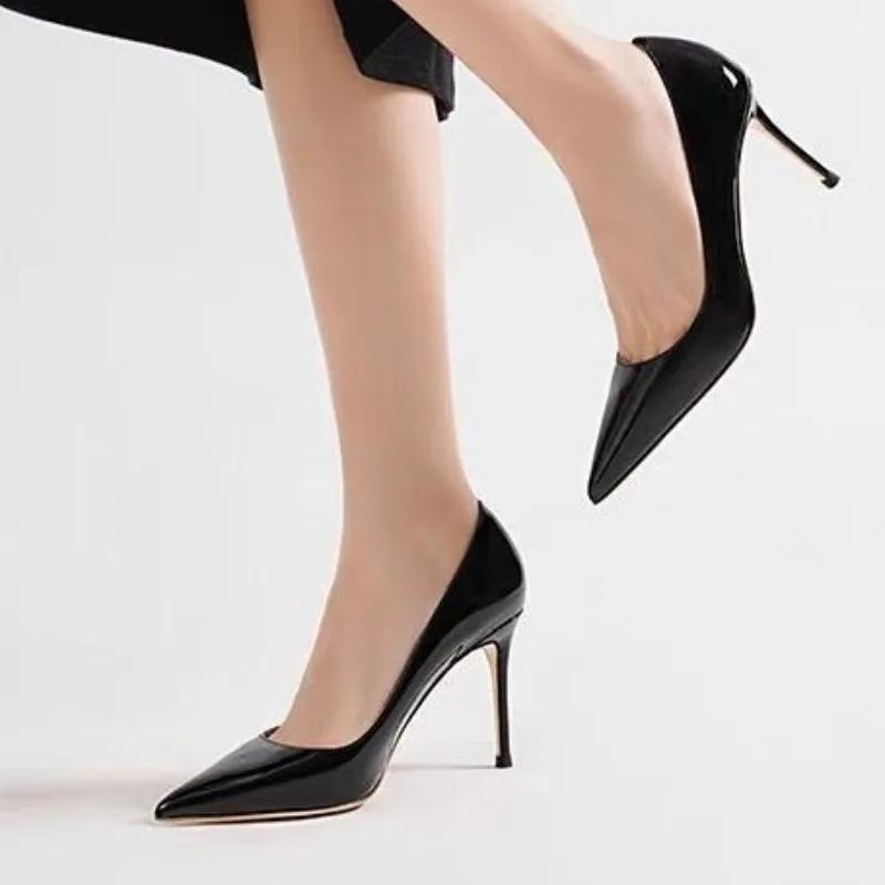 Fashion 2024 Fashion Women's Shoes Slip On Women's Pumps Autumn Pointed Toe Solid Sexy Dress Stilettos or Thin Heels Plus Size Shoes