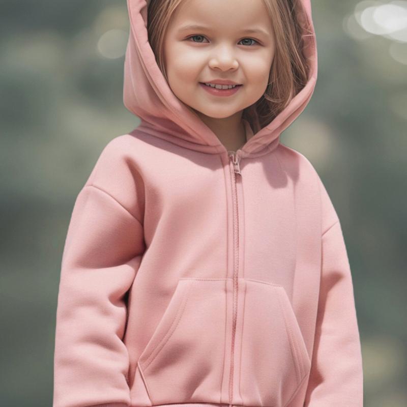 Bluza dziecięca Jesienna z polarową podszewką Jednokolorowa kurtka Urocza bluza z kapturem dla niemowlaka