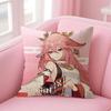 Genshin Impact Yae Miko Cushion Cover Natural Linen Pillow Case Double-Sided Print Decorative Sofa Pillowcase Home Decor Gift