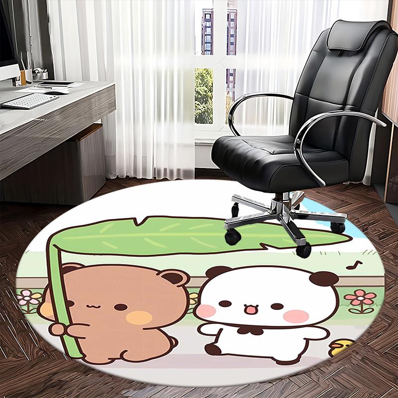 Cute Animal Friends,Kawaii Panda Bear Chair mat Round Rug Office carpet,Non slip, Suitable for Living Rooms, Bedrooms Decor1205065a