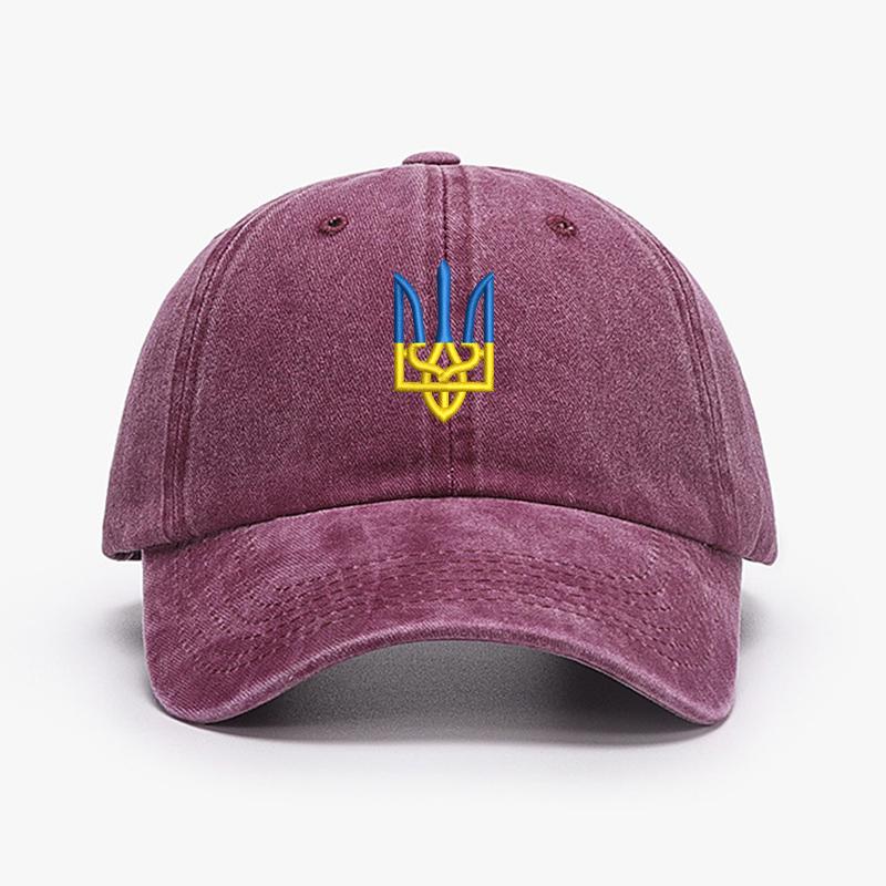 Embroidery Ukraine Trident Symbol Cotton Washed Fashion Sports Baseball Cap Adjstable Hip Hop Urban Street Style Dad Hat Visor Protection Snapback
