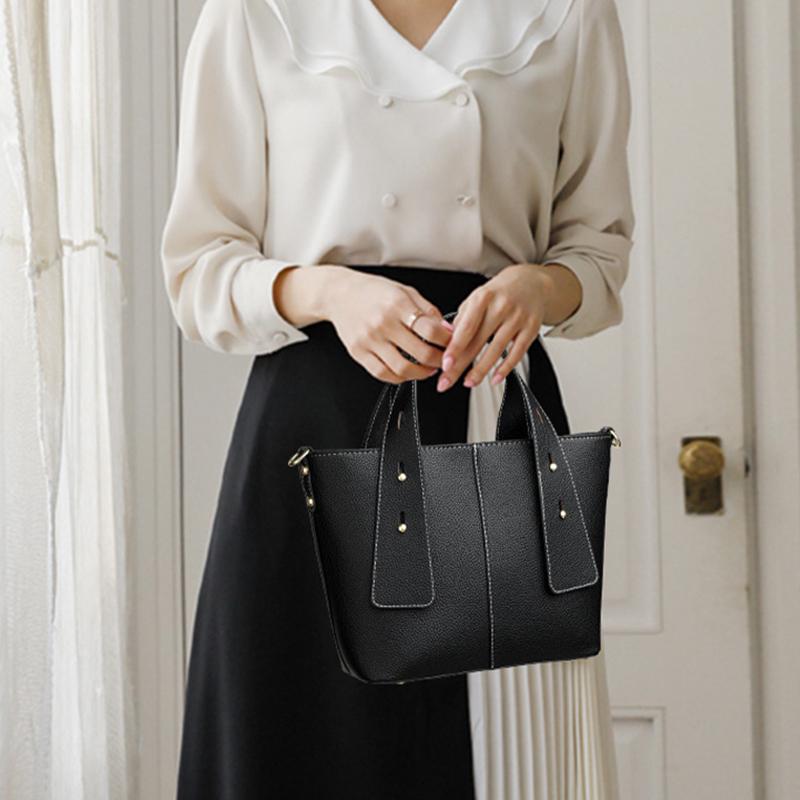 Luxury PU Leather Tote Bag Female High Quality Solid Color Bucket Handbag Women Brand Shoulder Crossbody Bags CLE