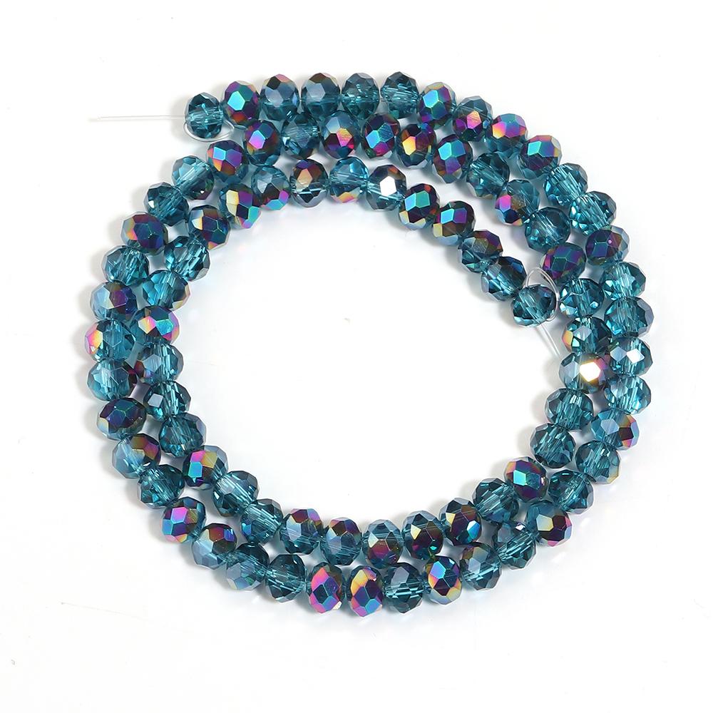 3 4 6 8 10mm Faceted Crystal Beads Peacock Blue Glass Abacus Loose Beads For DIY Jewelry Making Bracelets Necklace Accessories