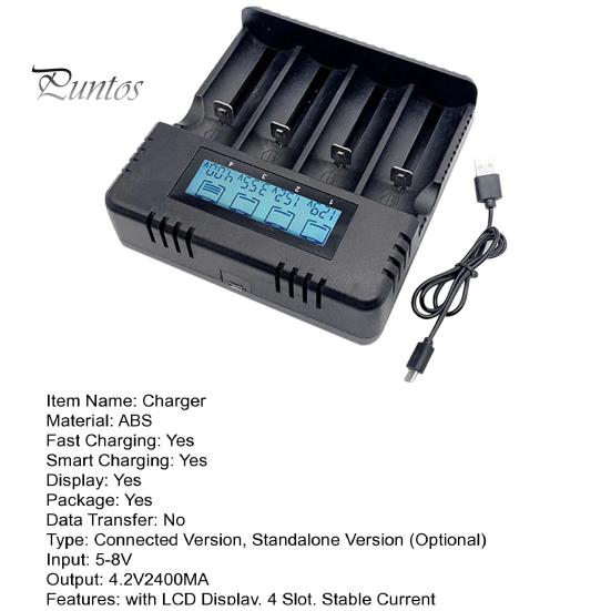 4 Slot 18650 Smart Charger with LCD Display Fast Stable And User-Friendly Ample Capacity Battery Charger for 26500 AA/AAA