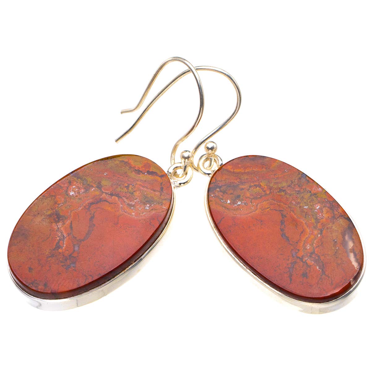 

StarGems® Natural Noreena Jasper Handmade 925 Sterling Silver Earrings 1.75 D4090