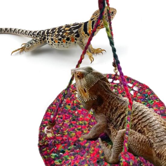 Reptile Hammock Hand Woven Strong Load-bearing Gecko Lizard Swing Toy Round Bearded Dragon Swing Hanging Bed