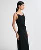 Rie Zip-Hem Draped Midi Dress Black