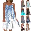 Women's Round Neck Strap Sleeveless Printed Dress Short A-line Large Swing Dress