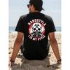 Hardstyle Gasmaske Totenkopf Biohazard Stil, Rückendruck - Herren Kurzarm T-Shirt - 100% - Bequemes Und Atmungsaktives Material - Lässiges Rundhals T-Shirt -