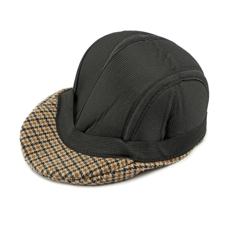 Kapelusz w wzór pepitki Męski Jesień Zima Średniego Wieku i Starszy Kapelusz typu Forward Ciepły Bawełniany Kapelusz Brytyjski Vintage Beret