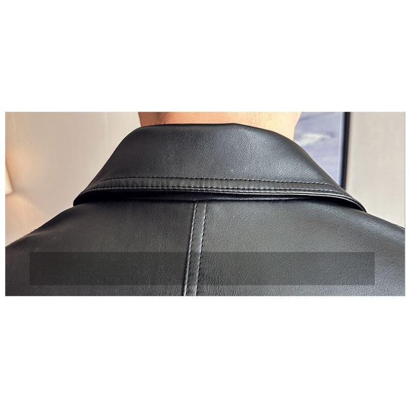 סתיו וחורף חדש לגברים אופנתי מזדמן צווארון בייסבול קצר צווארון PU נאה