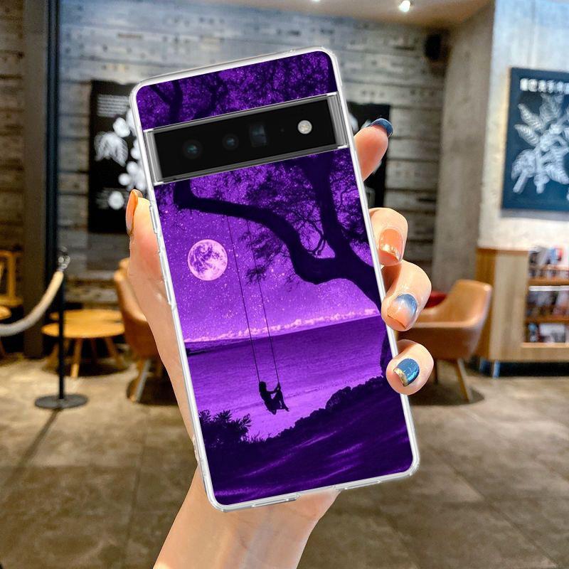 infinity on Purple For Google Pixel 8 7 6 Pro 6A 5 4 5A 4A 3A XL 5G Phone Case Silicone Shockproof Soft Transparent Cover Fundas