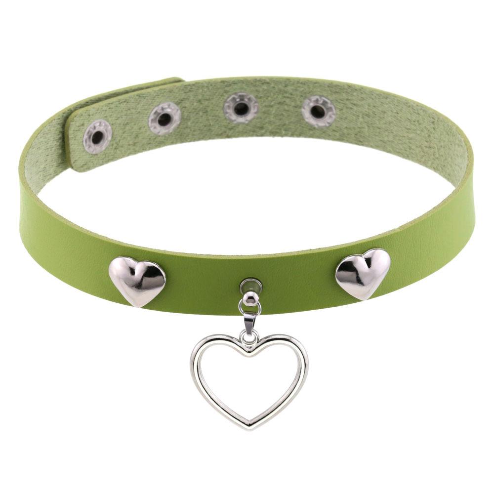 Punk Heart Rivet Choker, Heart Shape Rivet PU Leather Clavicle Neck Collar