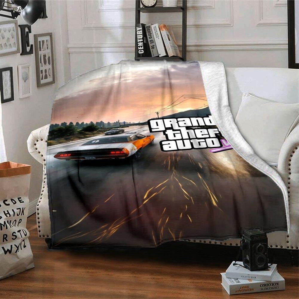 1pc Grand Theft Auto Soft Flannel Blanket with Designer Print A cozy blanket for all seasons, perfect for the couch, bed, office