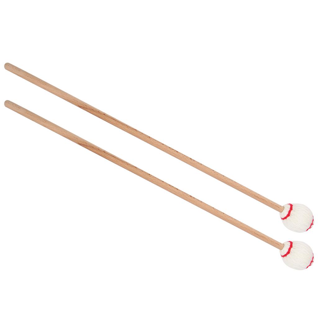 1 Pair Marimba Mallets Portable Maple Handle Wool Ball Sticks Percussion Playing AccessoriesWhite Ball