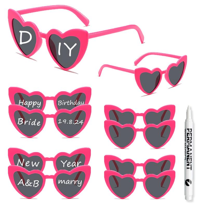 KAMMPT 10 Pairs Heart Sunglasses Women Party Festival Rave Gifts Trendy DIY Decor Sun Glasses