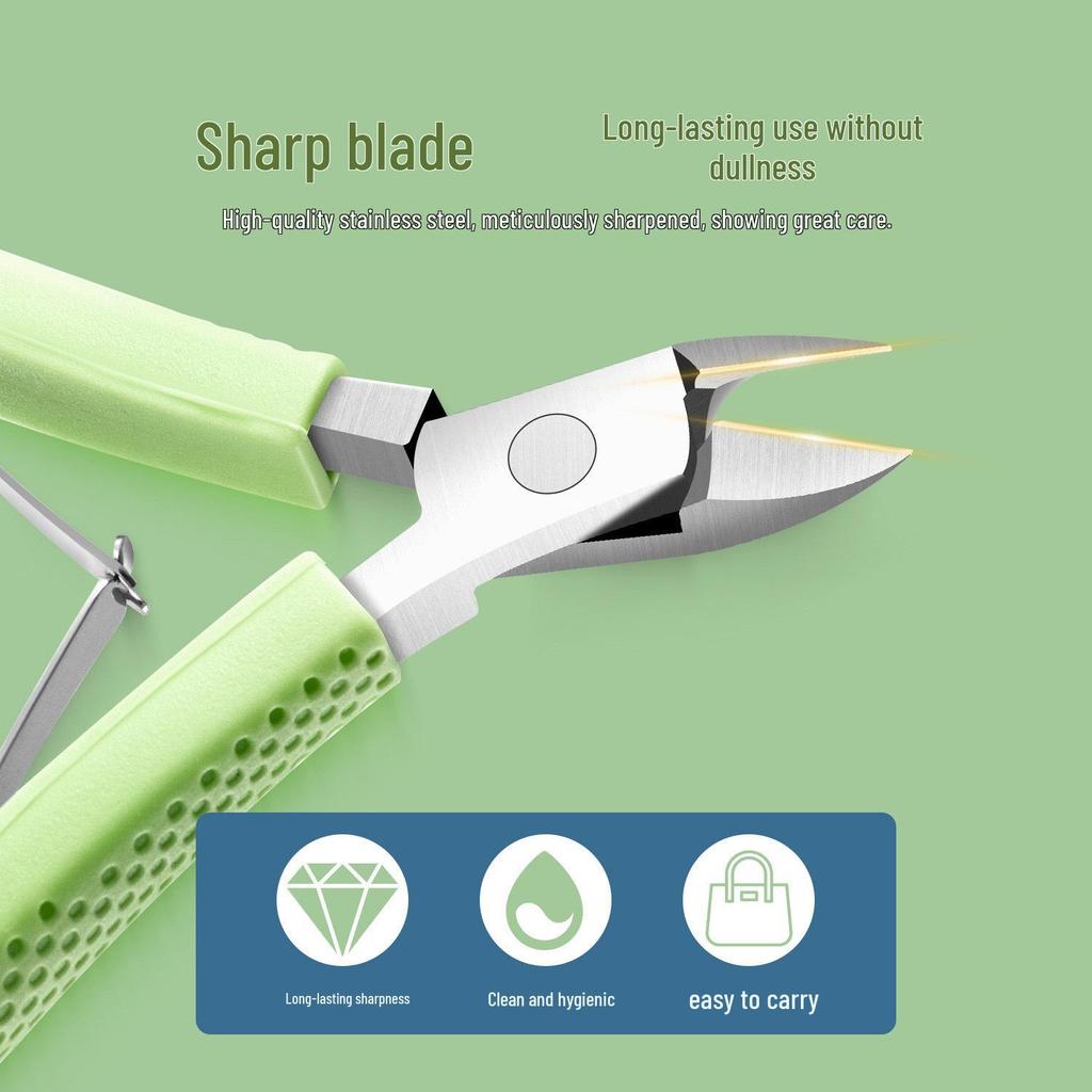 Angled Tip Cuticle Nippers - Beak-Like Clip, Silicone Handle for Nail Groove & Dead Skin Removal