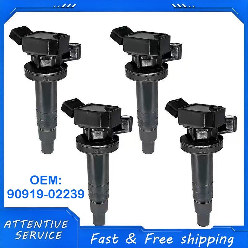 Set of 4 Ignition Coil Pack 90919-02239 Compatible with Toyota Celica 2000-2005 Corolla 2000-2008 Matrix 2003-2008 MR2 2000-2005