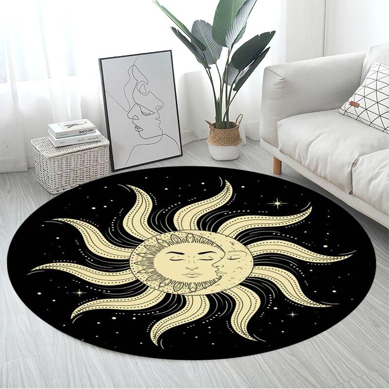 Skull Satanic Goat Pentagram Wing Demon Version Carpet Round Rugs Non-slip Area Rug for Living Room Bedroom Foot Pad Decoration