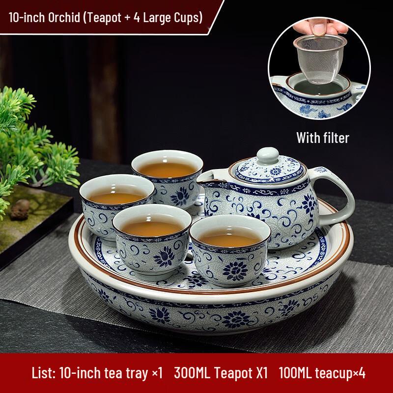 Yilutang Chinese Celadon Tea Set with 10-inch Round Tray