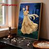 Disney Pearl Painting Belle Gold Dress Rose Creative Art Exquisite Landscape Sparkling Painting Craft Home Wall Decoration DIY Handmade Gift
