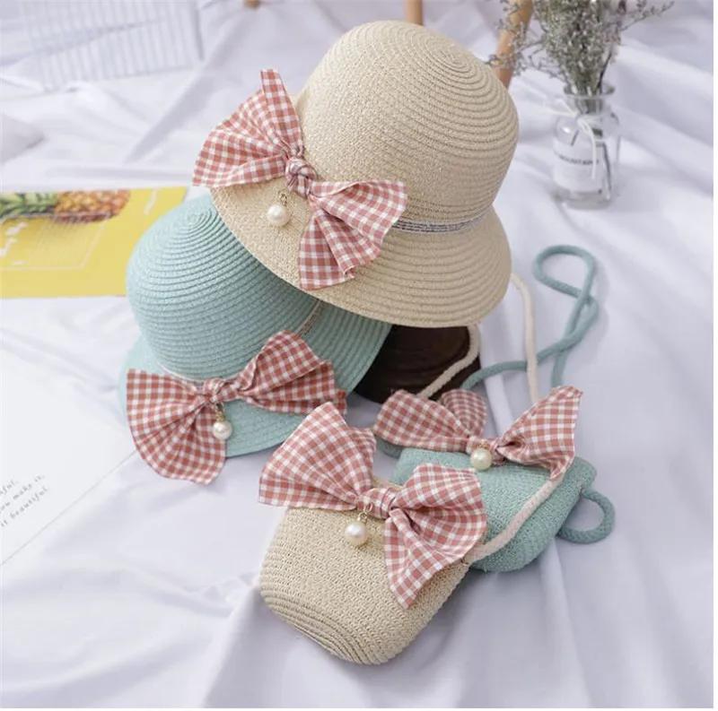 Women Creative Gifts Summer Straw Hat Korean Version Big Bow Sun Hat Outdoor Outing Sunscreen Beach Hat Girl Baby Cool Hats