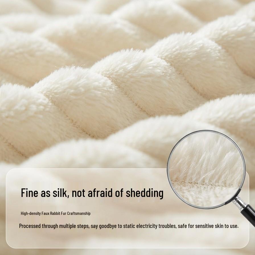 Luxury Coral Fleece Rabbit Plush Flannel Blanket - Thick Wide-Strip Design, In-Stock Air Conditioning Throw & Gift