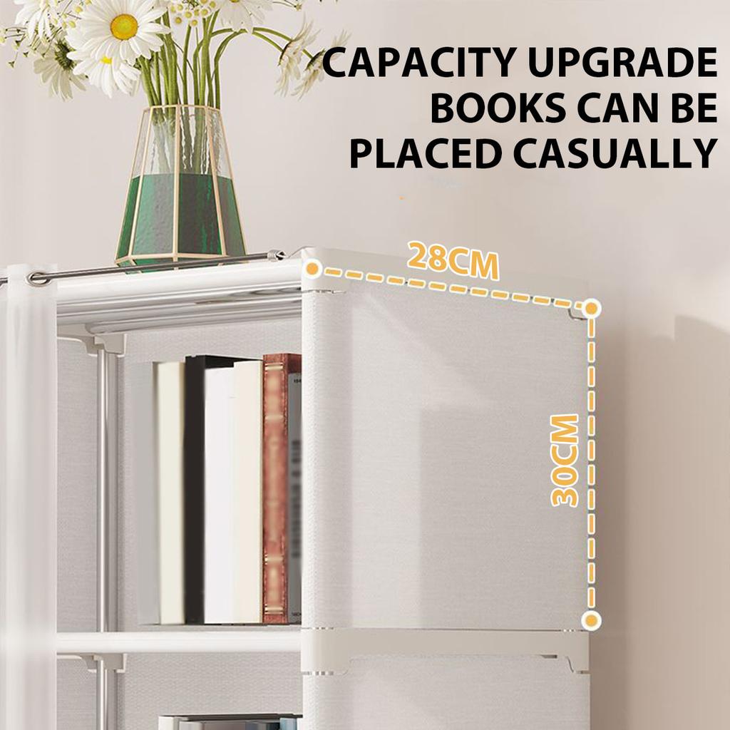 5 Layers Household Dustproof Bookshelf Living Room Multi-layer Storage Cabinet Simple Assembly Wardrobe Closet Organizer Shelf