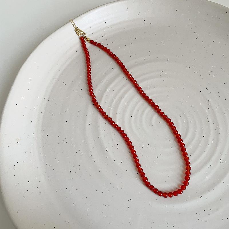 Onyx Handmade Beaded Necklace Women S Retro Light Luxury High Sense Elegant Temperament Versatile Neck Chain Collarbone Chain