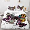 Butterfly Duvet Cover Set 3D Galaxy Purple Butterfly Floral Printed Bedding Set Fantasy Theme King Size Comforter Cover for Girl