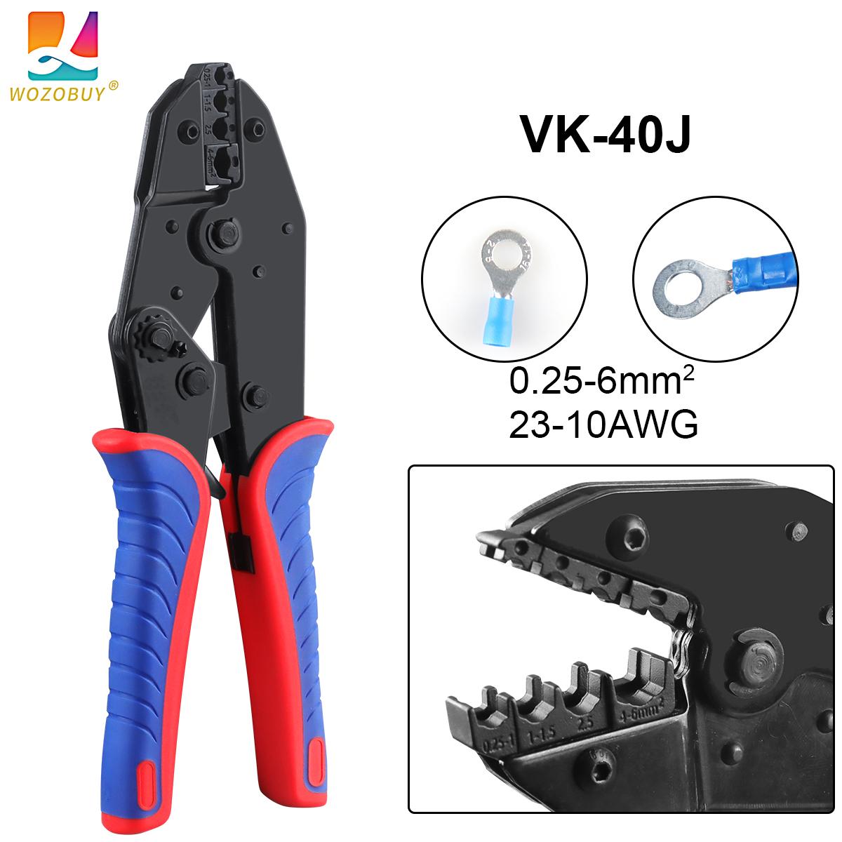 

Обжимной инструмент VK-40J, термоусадочный обжимной инструмент с различными губками для наконечников проводов, открытых, изолированных и фотоэлектрических разъемов