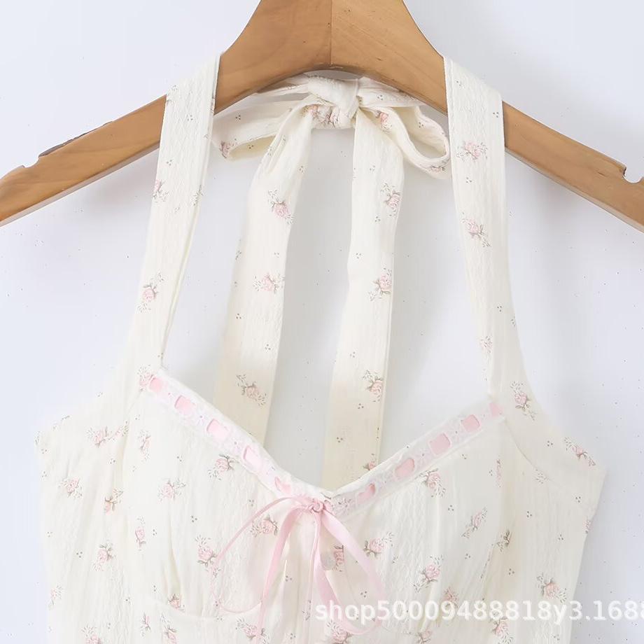 New French Retro Sweet Floral Fishbone Waist Lace Splicing Lace Fluffy Neck Dress Dress