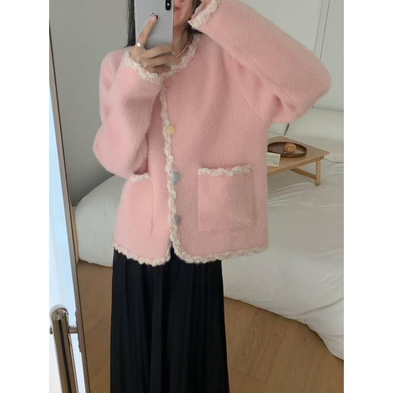 Imitation Mink Velvet Knitted Cardigan Autumn and Winter New Temperament Loose Sweater Jacket Women