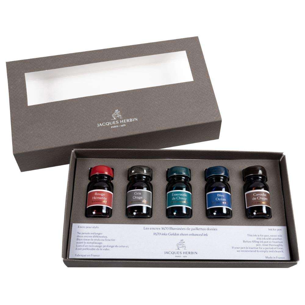Jacques Herbin Anniversary Ink 1670 Coffret 10ml x 5 bottles gold fountain hbj14000 [Contains microparticles] (For pens/dip pens)