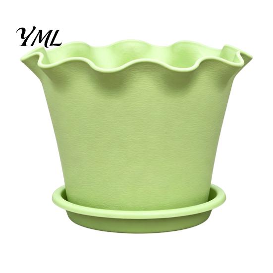 Flower Pots for Home Decor Wavy Edge Planter with Saucer, Thickened Pot Small Garden Container Drainage Holes, Modern Plant Indoor Outdoor Plants