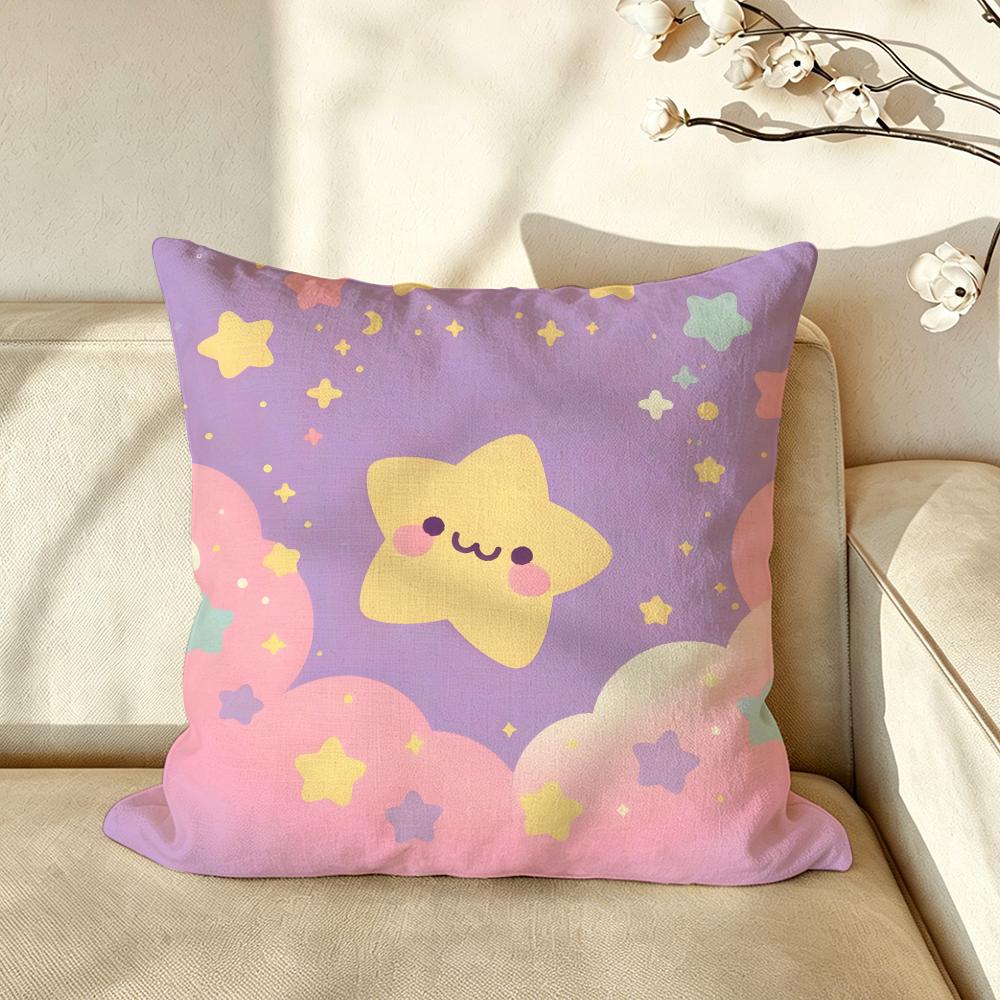 Art MMacaron CColor SStar Cushion Cover Pillow Case Antidustmite Pillowcase Silky Short Plush Sofa Cushion Cover Hot