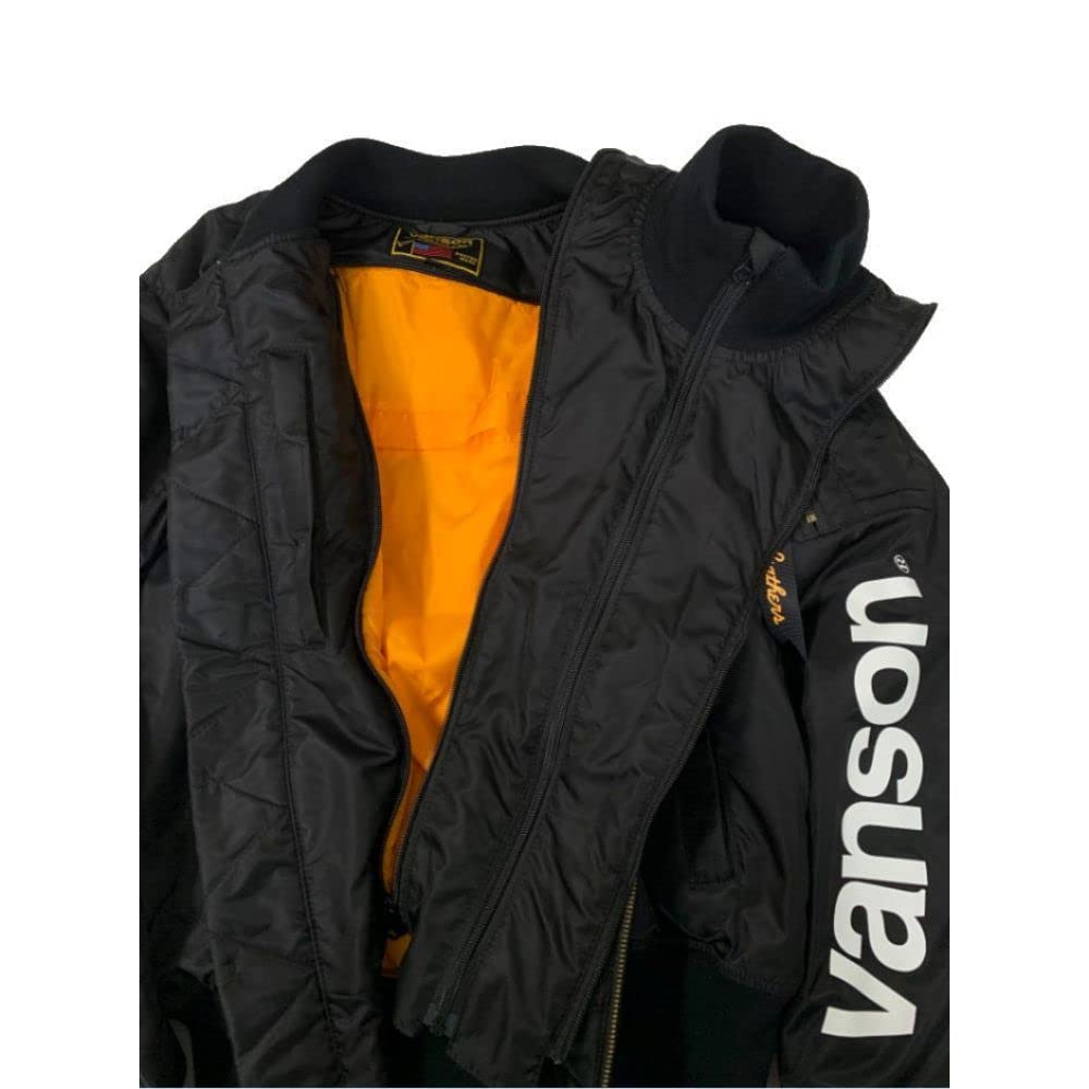 Vanson Men's MA-1 Jacket TVS2307W, Black/Ivory