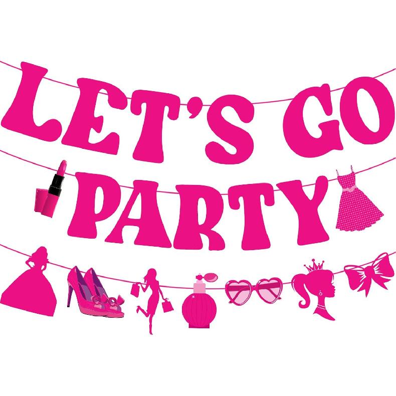 Generic Let s Go Party Hot Pink Banner for Bachelorette Party Decorations, Princess Banners - 10 Ft