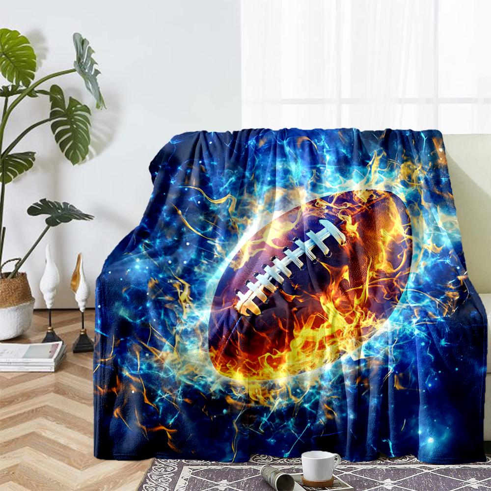 American football Theme Printed Blanket - Perfect for Couch, Bed, Travel & Outdoor Use | Machine Washable, Cozy & Durable.