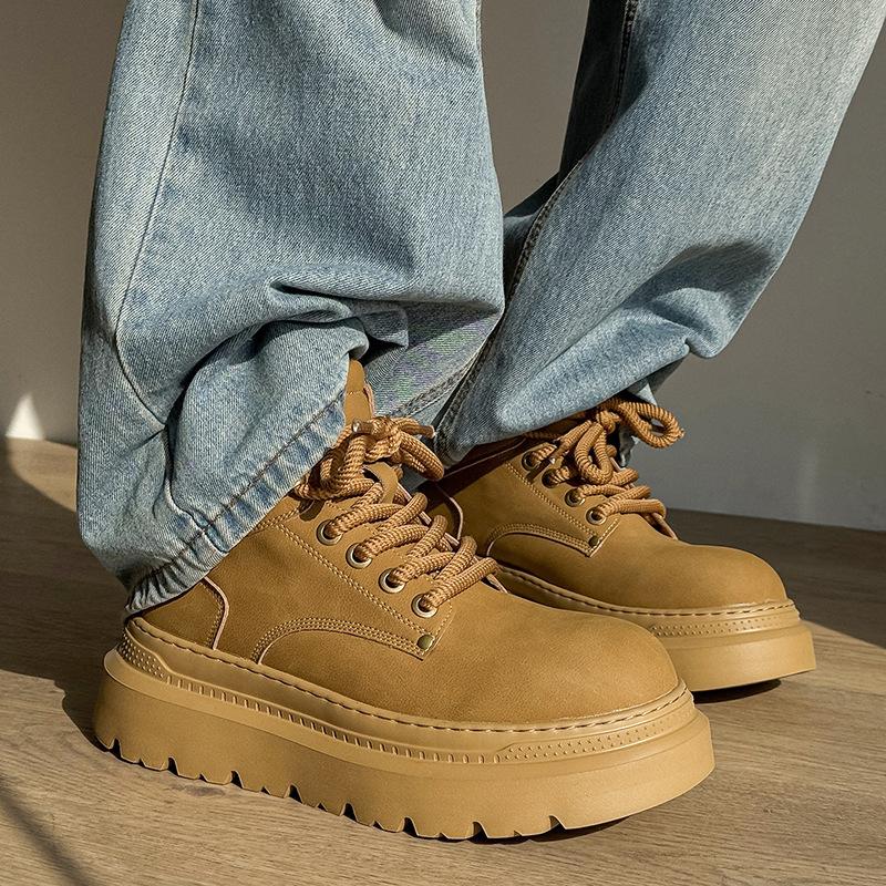 Martin boots new winter velvet outdoor rhubarb boots non-slip casual shoes thick-soled heightening boots