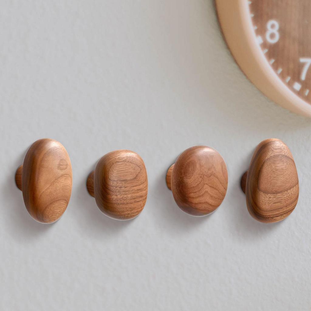 2x 4x Wall Mounted Wood Hooks Wooden Coat Rustic Modern Cabinet Knobs for