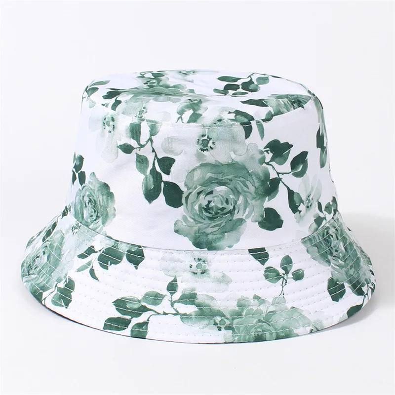 LDSLYJR Spring Summer Polyester Print Bucket Hat Fisherman Hat Outdoor Travel Sun Cap for Girl and Women 09