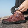 Ręcznie robione buty ze skóry dzielonej Męskie buty codzienne Wygodne botki Męskie duże rozmiary Buty robocze