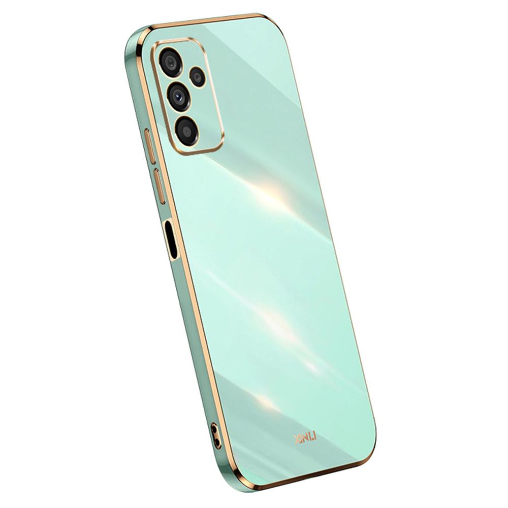 

XINLI Anti-drop Phone Case For Samsung Galaxy A14 5G/A14 4G Electroplating Golden Edge TPU Mobile Phone Cover Cyan