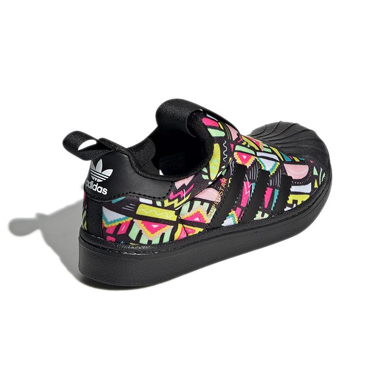 adidas Originals SUPERSTAR 360 Comfortable Abrasion Resistant Low Top Skateboard Shoes Black Yellow Kids' EE8386