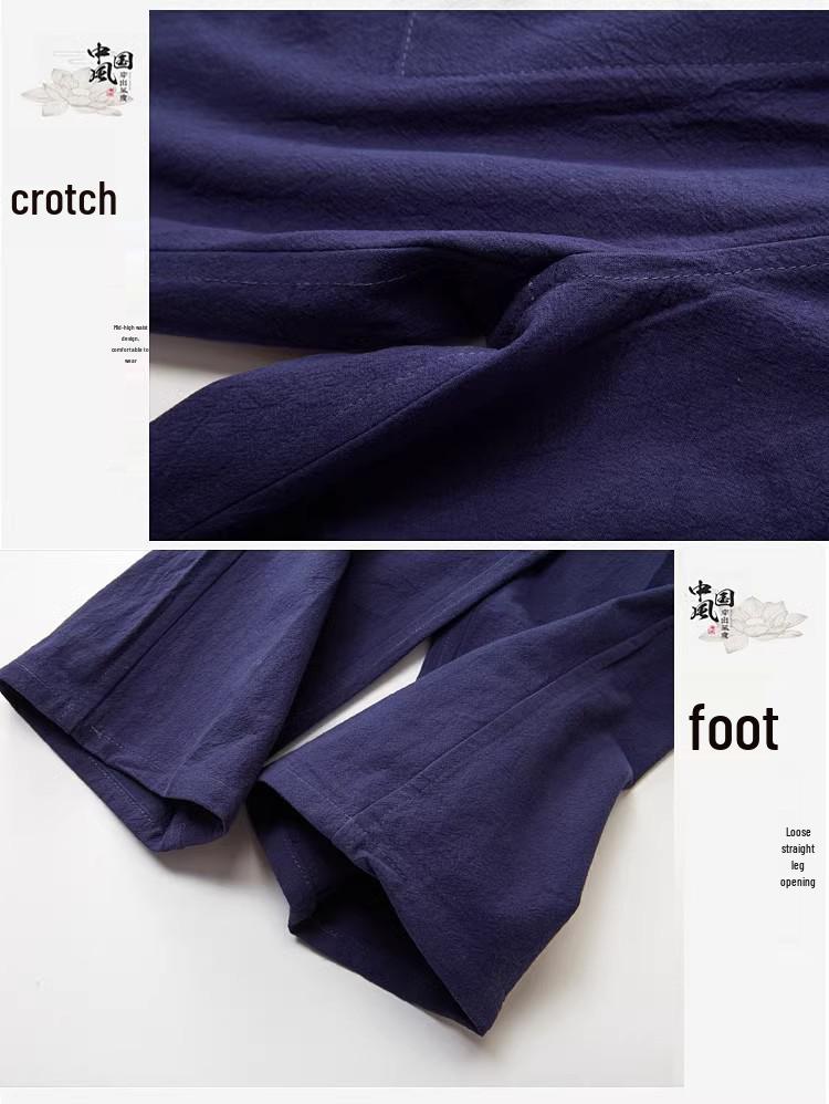 Men's Chinese Spring/Autumn Cotton Linen Tang Suit: 3-Piece Hanfu with Frog Buttons, Monk & Tea Ceremony Robe